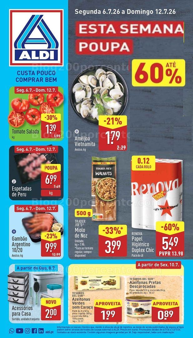 Antevisão Folheto ALDI Promoções de 6 a 12 julho
